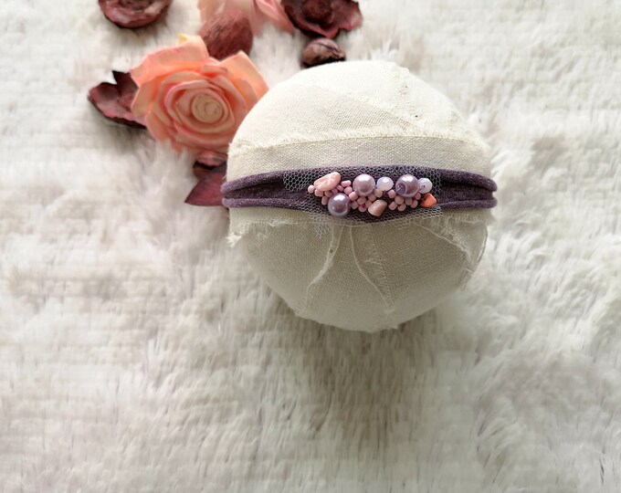 New Newborn Baby Photo Prop Girl Romper with Rose Bow Pink picture
