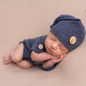 Newborn Romper and Sleepy Hat, Newborn Photography Prop, Photography Prop Sets, Boys Clothing, Baby Romper, Baby Boy Clothing Sets