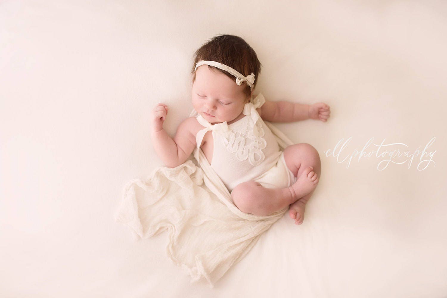white lace newborn romper