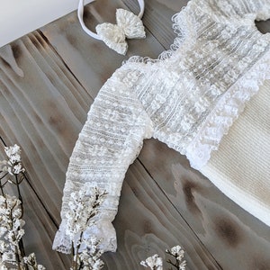 Newborn girl outfit, newborn girl photo outfit, newborn girl lace romper, photoshoot outfit, newborn girl image 5