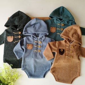 Sitter boy romper, baby photo prop, hooded outfit, sitter photo outfit, sitter photo prop, baby photography, baby boy outfit, sitter outfits