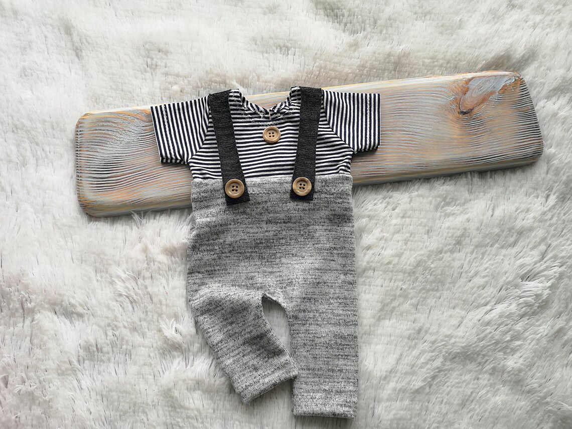 Newborn Gray Boy Pants and Stripe Top Baby Boy Pants Newborn Etsy