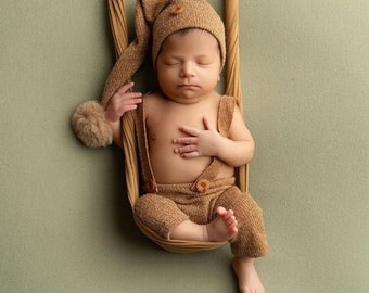 Boy Pants Set, Newborn Photo Set, Suspender Pants, Pillow, Sleepy Hat, Baby Photo Prop Set, Newborn Boy Props, Newborn Boy