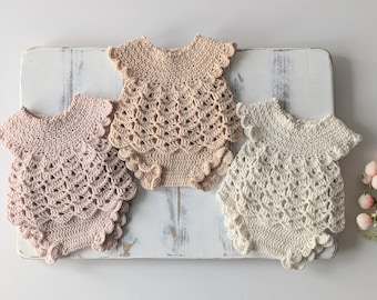 Crochet newborn outfit, newborn photography outfit, girl photo outfit, crochet girl romper, newborn girl romper, photo prop dress