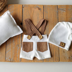 Newborn White Boy Photo Set, Newborn Photography Props, Newborn Boy Pants, Baby Boy Photography Props, Baby Props, Newborn Props