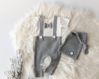 Newborn boy romper, newborn photo romper, newborn photography prop, newborn romper, newborn boy set, boy photo props, gray boy romper