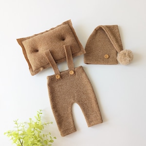 Boy Pants Set, Newborn Photo Set, Suspender Pants, Pillow, Sleepy Hat, Baby Photo Prop Set, Newborn Boy Props, Newborn Boy