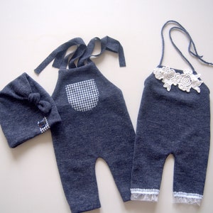 Newborn Twin Rompers, Twin Props, Νewborn Twin Set, Newnorn Romper, Newborn Blue Overalls, Photography Prop Rompers, Twin Photography Props