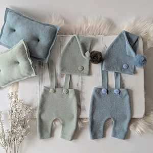 Boy Pants Set, Newborn Photo Set, Suspender Pants, Pillow, Sleepy Hat, Baby Photo Prop Set, Newborn Boy Props, Newborn Boy