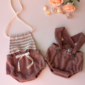 Newborn Twin Set, Boy Girl Twin Outfits, Newborn Photo Props, Νewborn Girl Romper, Boy Pants, Baby Photography Props, Boy Props