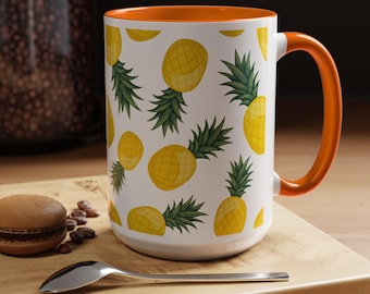 Pineapple Pattern Coffee Mug: Tropical Kitchen Decor (11oz or 15oz)