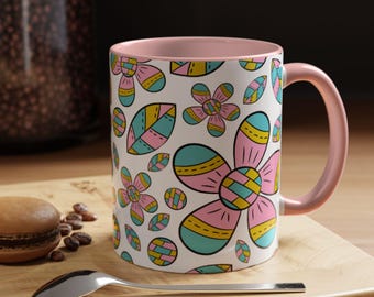 Floral Ceramic Coffee Mug: Colorful Spring Accent