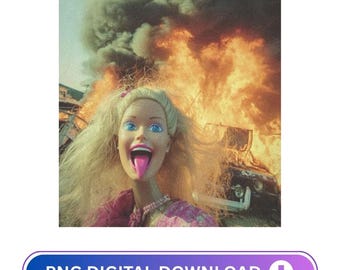 Grappige walgelijke pop gezicht meme png, horror gotische kunst (digitale download)