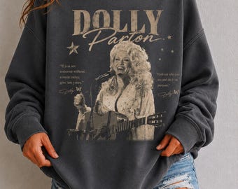 Dolly Parton Sweatshirt, Vintage Country-Musik-Sweatshirt mit Rundhalsausschnitt, Retro-Western-Motiv, Geschenk im Nashville-Stil für Country-Musik-Fans
