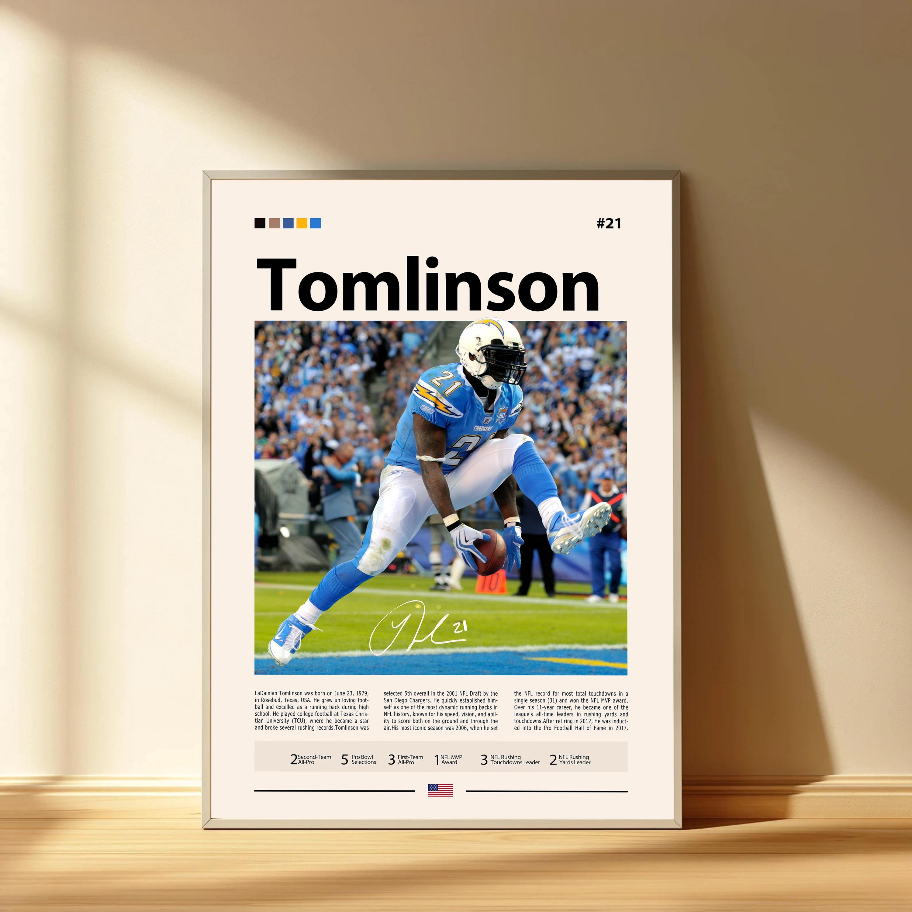 Discover LaDainian Tomlinson Poster, San Diego Chargers Football Poster, Sports Bedroom Posters