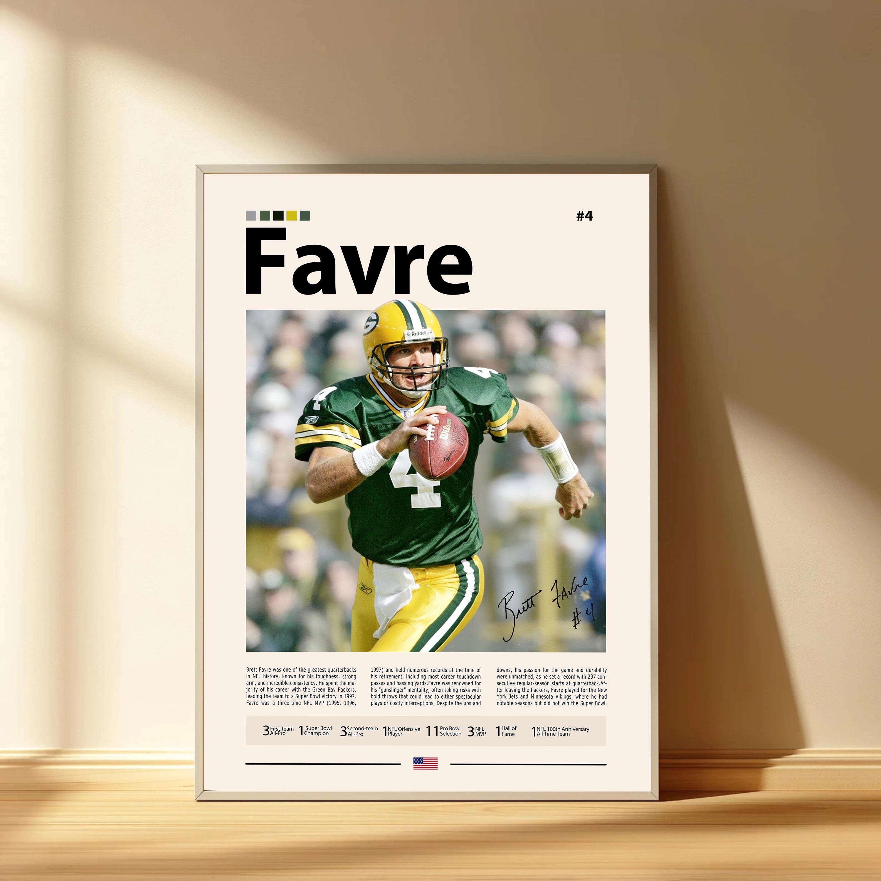 Discover Brett Favre Poster, Green Bay Packers Football Poster, Sports Bedroom Posters