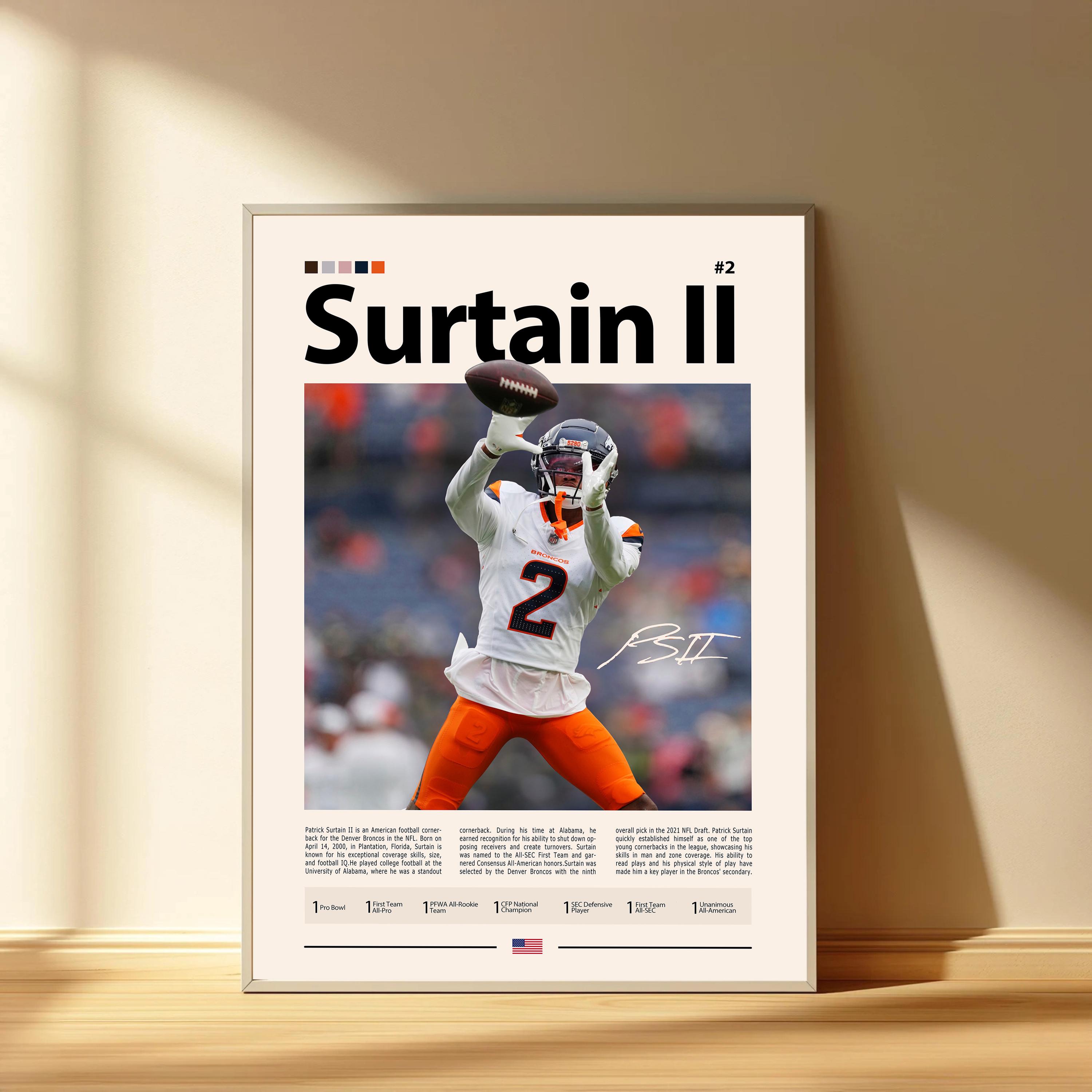 Discover Patrick Surtain Poster, Denver Broncos Football Poster, Sports Bedroom Posters