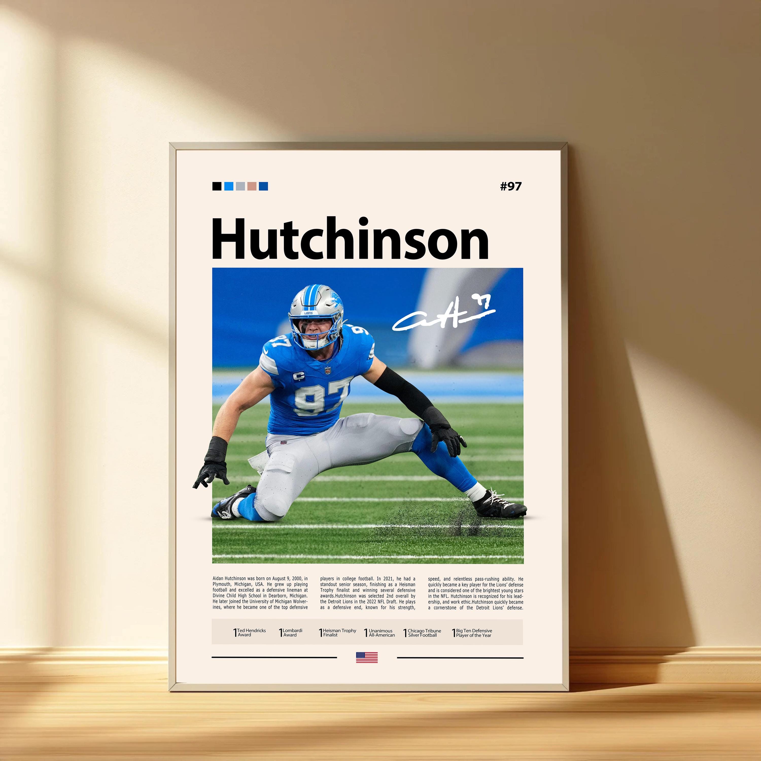 Discover Aidan Hutchinson Poster, Detroit Lions Football Poster, Sports Bedroom Posters