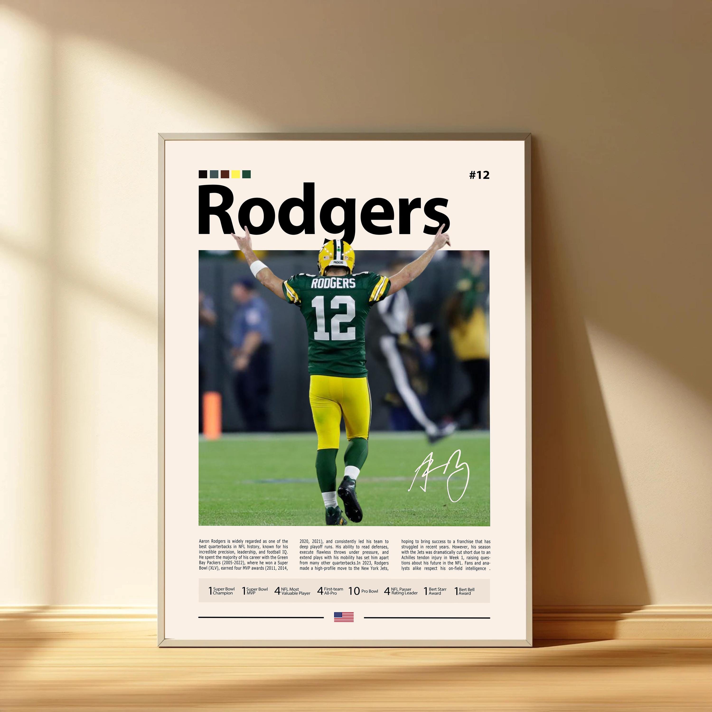 Discover Aaron Rodgers Poster, Green Bay Packers Football Poster, Sports Bedroom Posters