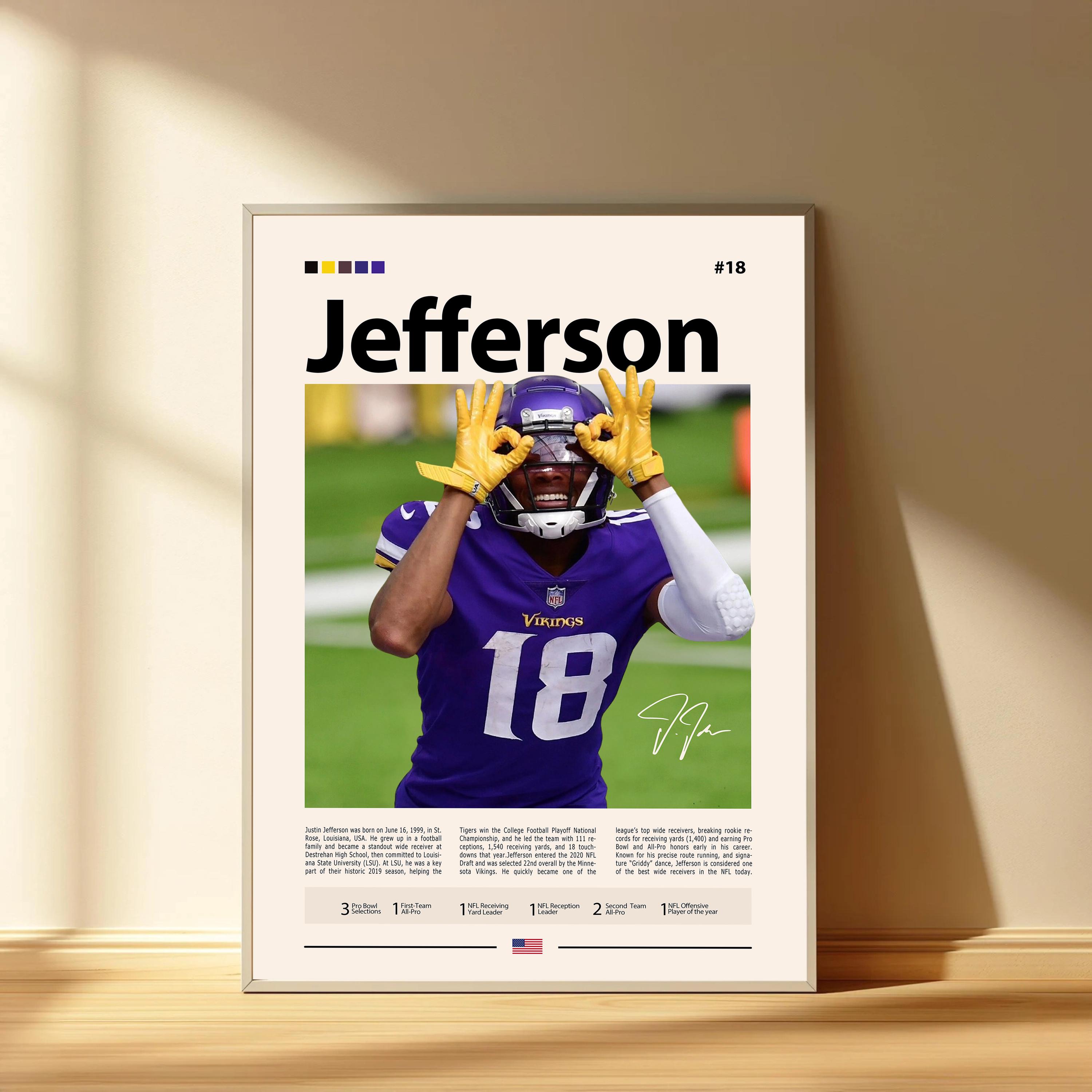 Discover Justin Jefferson Poster, Minnesota Vikings Football Poster, Sports Bedroom Posters