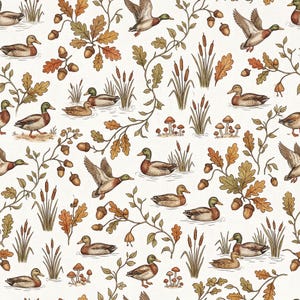 Autumn Duck Seamless Pattern, Digital Paper, Sublimation, POD, Fabric, Scrapbook Paper, Commercial Use