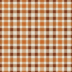 Fall Gingham Seamless Pattern, Orange Brown Plaid Digital Paper, Autumn Buffalo Check, Print PNG