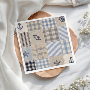 Nautical Patchwork Seamless Pattern, Digital Paper, Sublimation, POD, Fabric, Scrapbook Paper, Commercial Use image 2
