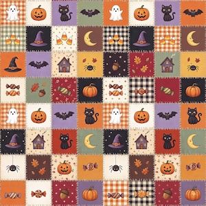 Barn Halloween lapptäcke sömlöst mönster, pojkar flickor barn digitalt papper för sublimering, festbrevpapper
