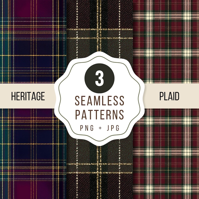 Paquete de patrones sin costuras Heritage Plaid, mosaico de tartán ...