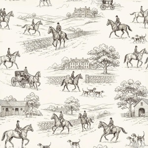 Horse Seamless Pattern | Equestrian Toile | English Countryside | Cottagecore Fabric | Wallpaper Digital Paper