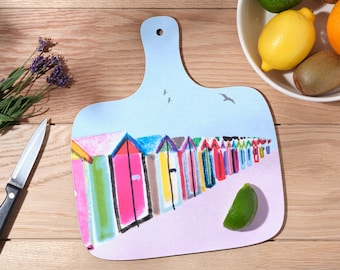 Brighton Beach Huts Chopping Board, Sussex Gift, LCHOP096