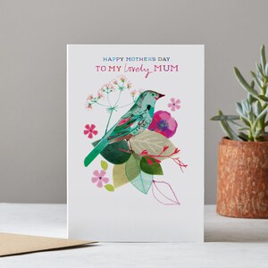 Carte pour la fête des mères, oiseau vert, LT077