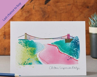 Clifton Suspension Bridge Card, Bristol Architecture, Bridge Art, LM019