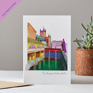 Les thermes romains - carte de voeux - art emblématique coloré