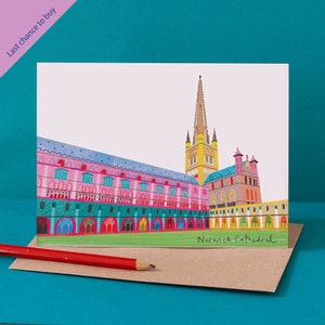 Norwich Kathedrale Karte, Bunt Norwich Kunstwerk, LM140