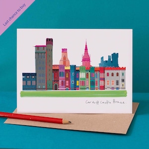 Tarjeta postal del castillo de Cardiff, monumento galés, LM130