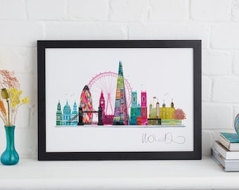 London Skyline Framed Print, City Art