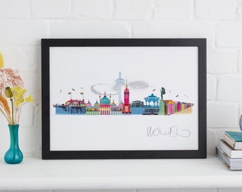 Brighton Skyline Framed Print, Sussex Art