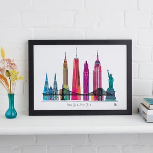New York Skyline Framed Print, USA City Art