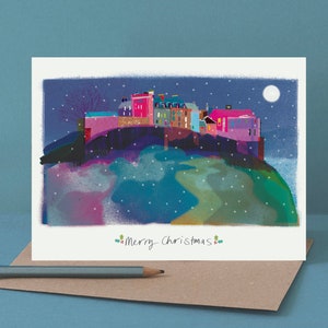 Carte de Noël du château de Stirling, art écossais, colline du château, LM106