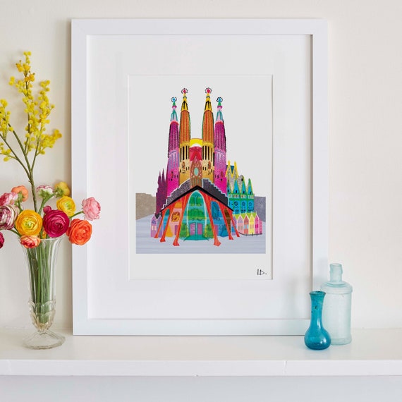 La Sagrada Familia Print Barcelona Art Gaudi Landmark Etsy