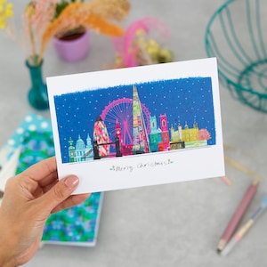 Tarjeta navideña con el horizonte de la ciudad de Londres, LM076