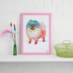 Pomeranian Framed Print, Dog illustration, Dog Gift
