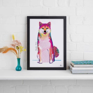 Shiba Inu Framed Print, Dog illustration, Dog Gift