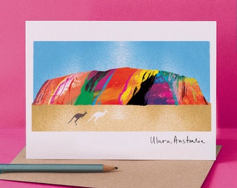 Uluru Card, Australian Landmark, Ayers Rock Art, LM210