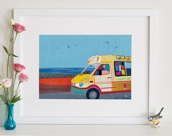 Hockings Ice Cream Van Print, British Seaside