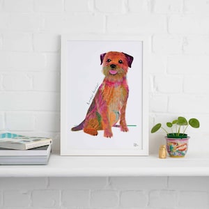 Border Terrier Framed Print, Dog illustration, Dog Gift