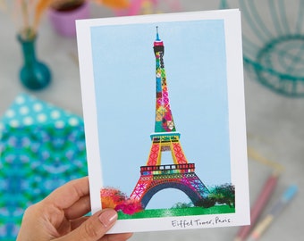 The Eiffel Tower Card, Paris Skyline, France Art, LM202
