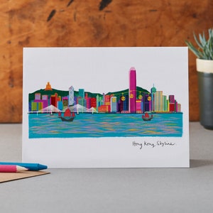 Tarjeta Skyline de Hong Kong, Centro de Comercio Internacional, Puerto Victoria, LM252