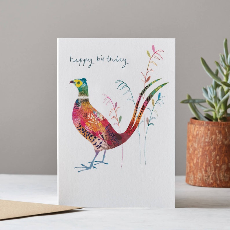 Happy Birthday Card, Colourful Pheasant Card, LT064 image 1